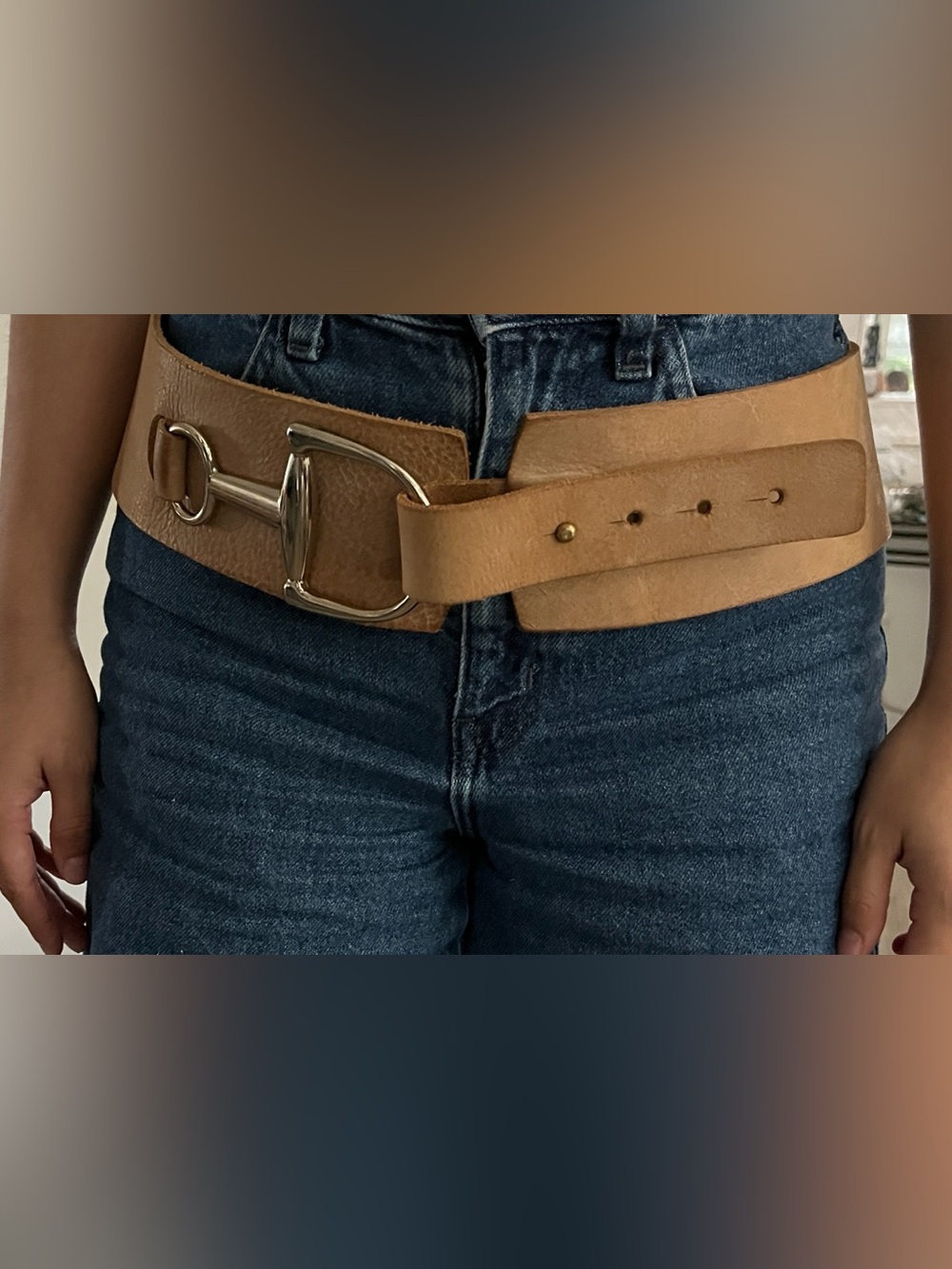 Brave Wide Leather Belt with Gold Buckle